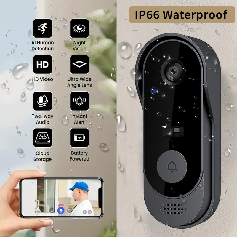 Smart WiFi Doorbell Camera – HD Night Vision & 2-Way Audio